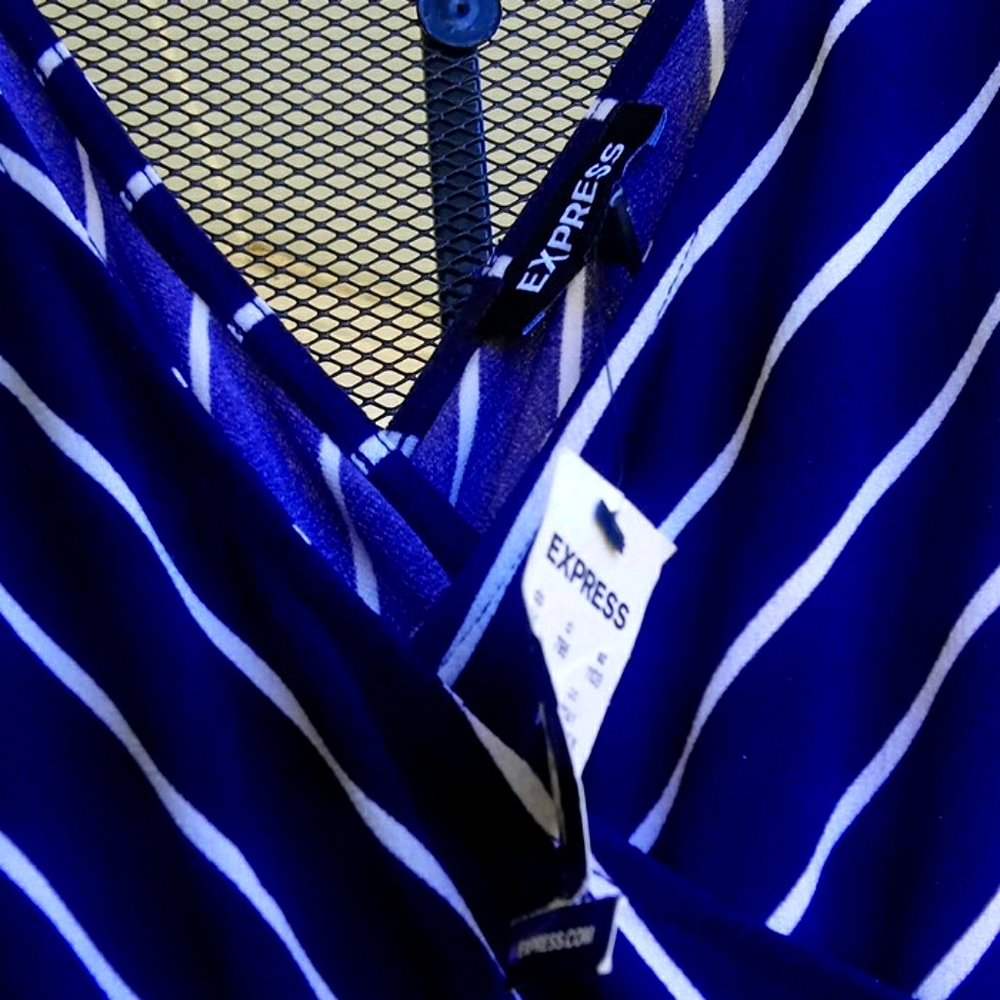 Express white and navy stripped jumpsuit